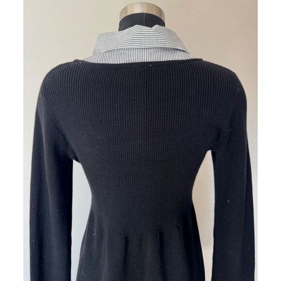 In Studio Black Sweater Dress White Striped Collared Shirt Wednesday Adams Style - Picture 4 of 12